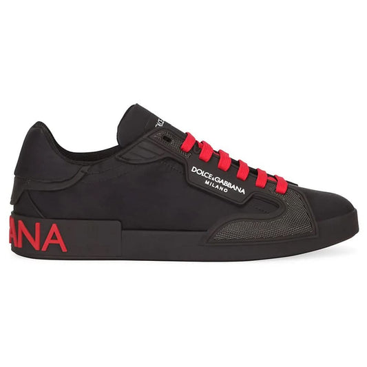 Dolce & Gabbana Nylon & Rubber Portofino Sneakers - Black - kickpit