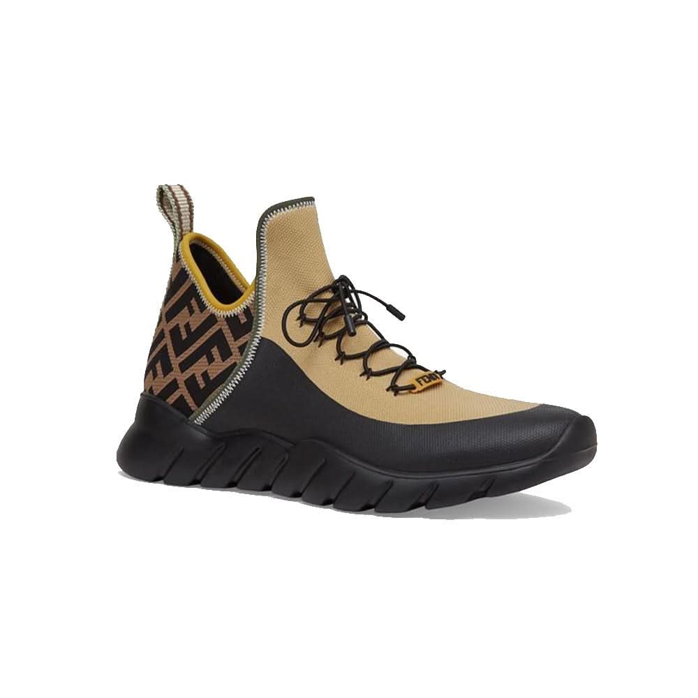 Fendi Ff Motif Mesh Slip-on Sneakers In Beige - kickpit