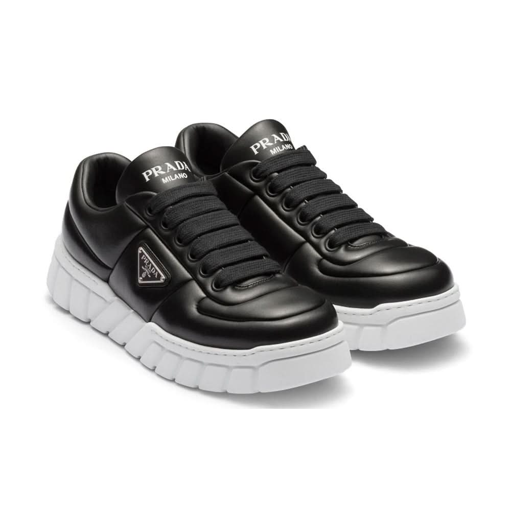 Prada padded leather sneakers 'Black' - kickpit